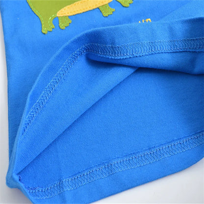 Baby Boys Girls 18-6T Striped Cartoon Tshirts With Applique Animal Kids Hot Selling Spring Autumn Clothes Designed Tops Clothing