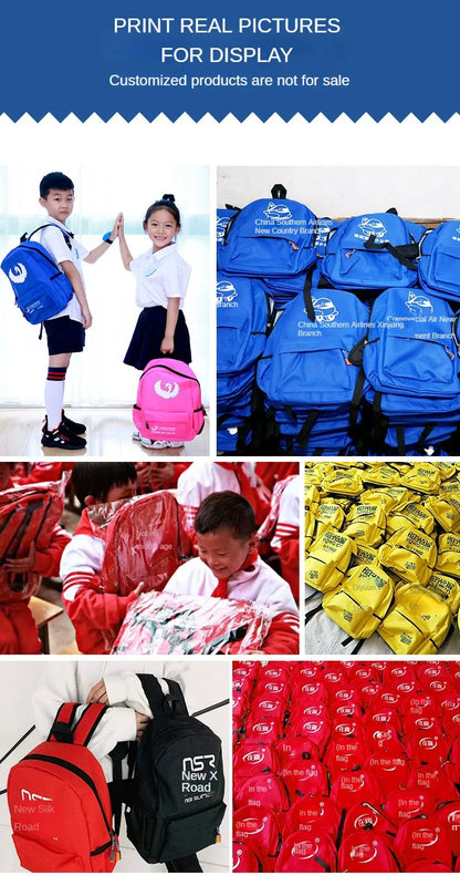 Personalized School Bag Custom Logo School Backpack Training Class Gift School Name Pattern Elementary school backpack wholesale