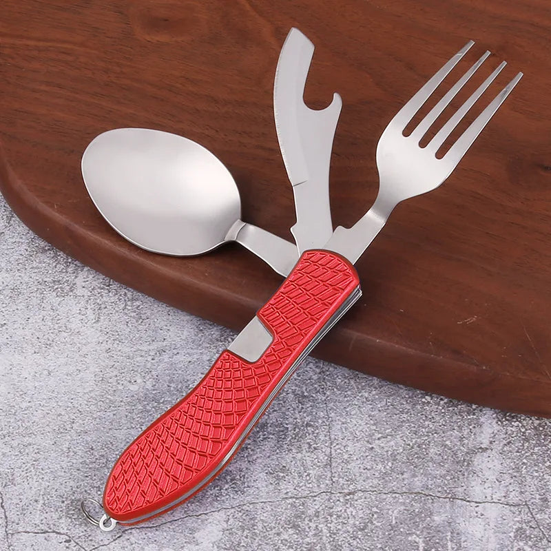 Foldable Camping Utensil Set - Multi-Functional Knife, Fork, Spoon Combo For Outdoor Activities And Sports Camping Picnic Travel
