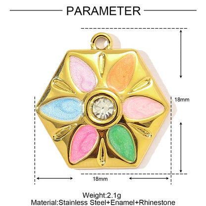 3pcs/Lot Sweet Gradient Enamel Rose Stainless Steel Diy Charm Women Rainbow Flower Waterdrop Necklace Pendant Love Heart Jewelry