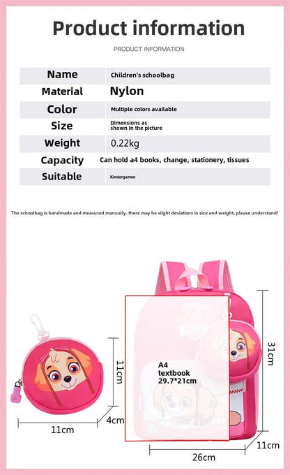 PAW Patrol Backpack School Bag Large Capacity Waterproof School Bag Cartoon Cute School Bag Kids Gifts