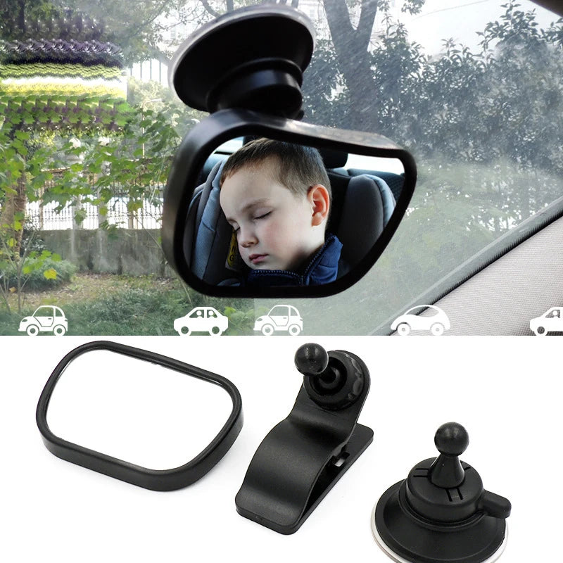 2 in 1 Safety Car Back Seat Baby View Mirror Suction Clip-On Adjustable Baby Rear Convex Mirror Car Baby Kids Monitor