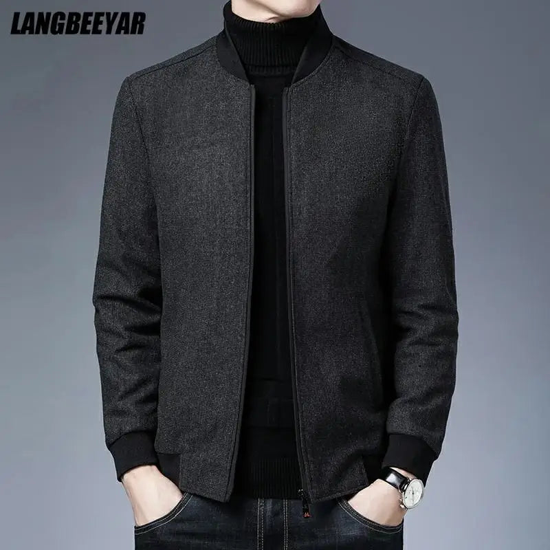 New Brand Casual Fashion Baseball Collar Autumn Winter Mens Coat 2025 Men Clothing Fashion Jacket Solid Classic Windbreaker