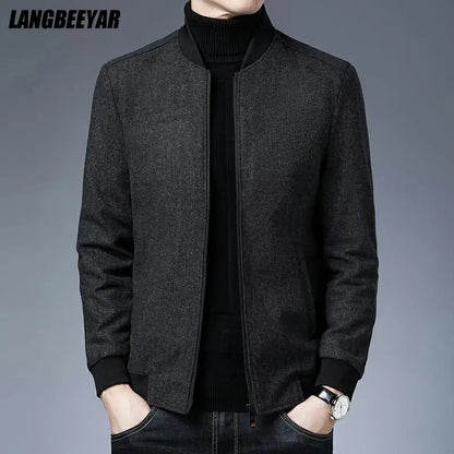 New Brand Casual Fashion Baseball Collar Autumn Winter Mens Coat 2025 Men Clothing Fashion Jacket Solid Classic Windbreaker