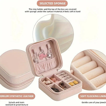 A portable organizer for travel jewelry boxes, storage bags, rings, earrings, necklaces, and bracelets - the perfect gift for wo