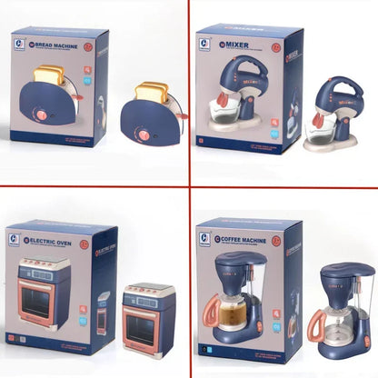 New Interactive Electric Kitchen Playset for Kids Mini Simulation Household Appliances Light Toy Gifts for Children Boys Girls