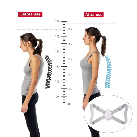 Electric back posture corrector with vibration alert, with elastic adjustable shoulder straps for improved back posture training
