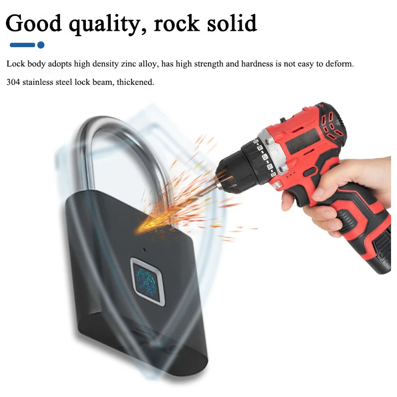 Intelligent Electronic Padlock Outdoor Waterproof Padlock Smart Fingerprint Padlock Door Anti-Theft Password Lock Cabinet