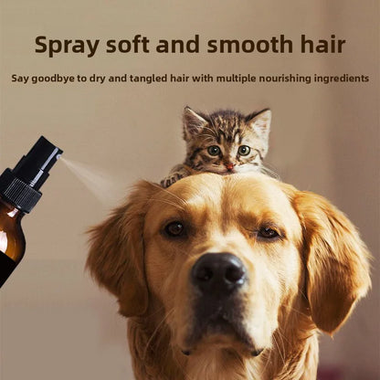 Pet hair care spray remove static electricity, brighten hair, remove body odor, open knot, leave-in day care essential oil spray