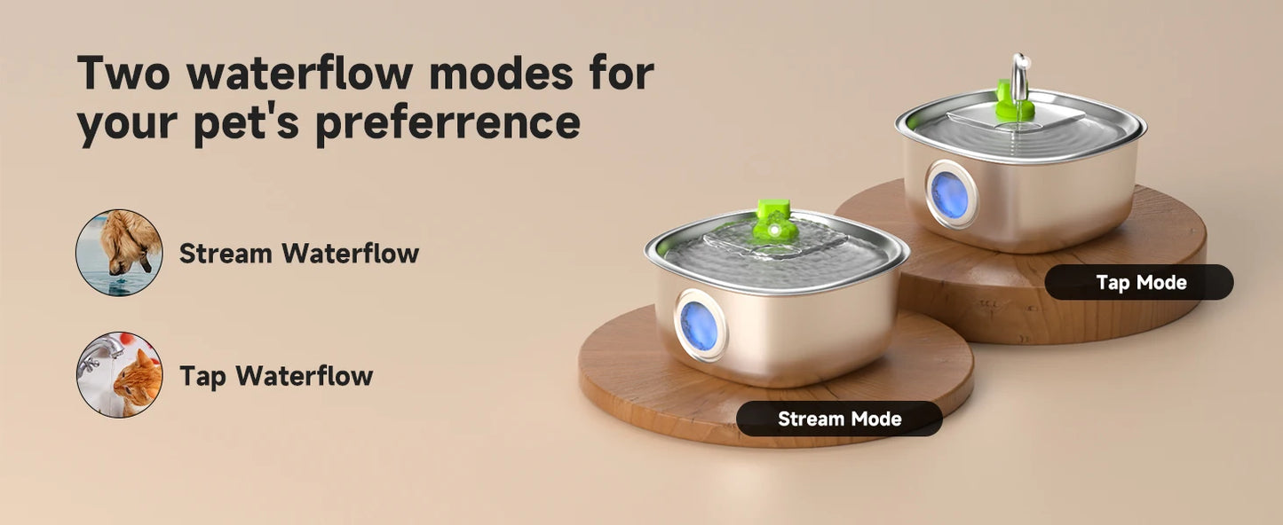 Apetdola 7L/236oz Dog Water Fountain Stainless Steel Dog Water Bowl Automatic Pet Drinker Water Dispenser for Multiple Pets