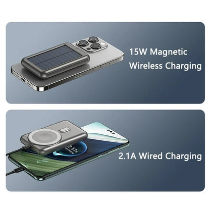 2025 15W Solar Magnetic Power Bank 20000mAh, Wireless Fast Charging USB-C, PD20W Fast Charge, Portable Solar Charger for Phones