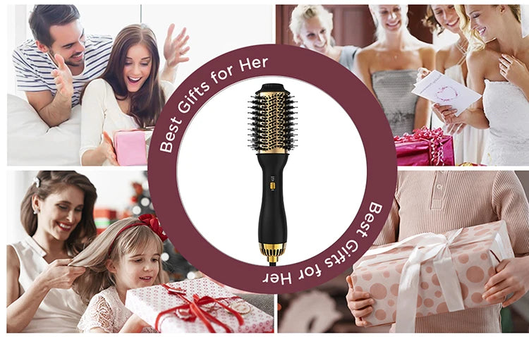 LISAPRO Elegant Black Golden Hot Air Brush 2.0  One Step Hair Dryer Brush and Styler Volumizer Multifunctional Blow Dryer Brush