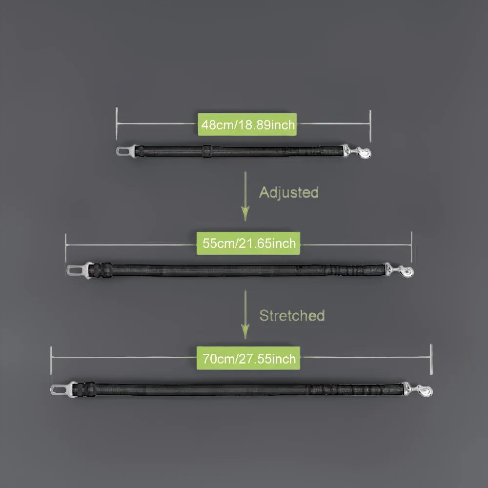 Adjustable Dog Seat Belt - Reflective Nylon Safety Lead for Car Travel, Elastic Puppy Harness for Small/Large Dogs