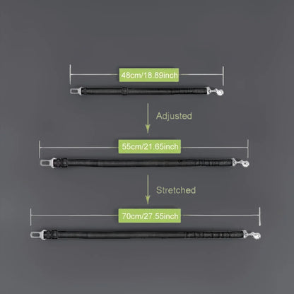 Adjustable Dog Seat Belt - Reflective Nylon Safety Lead for Car Travel, Elastic Puppy Harness for Small/Large Dogs