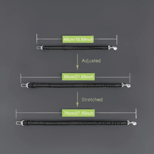 Adjustable Dog Seat Belt - Reflective Nylon Safety Lead for Car Travel, Elastic Puppy Harness for Small/Large Dogs