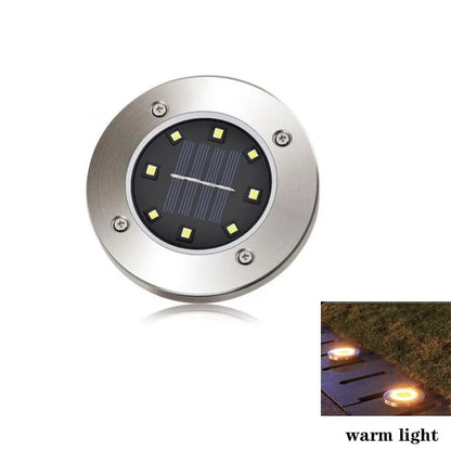 8/20LED Solar Power Disk Light Outdoor Garden Solar Underground Light Deck Light Spotlight Buried Solar Led Lamp Garden Decor