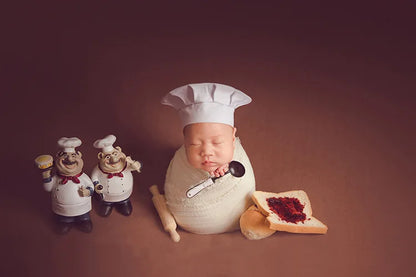 Bebe Hat Newborn Photography Chef Hat Mini Kitchen Utensils And Appliances Suit Infant Theme Photography Accessories