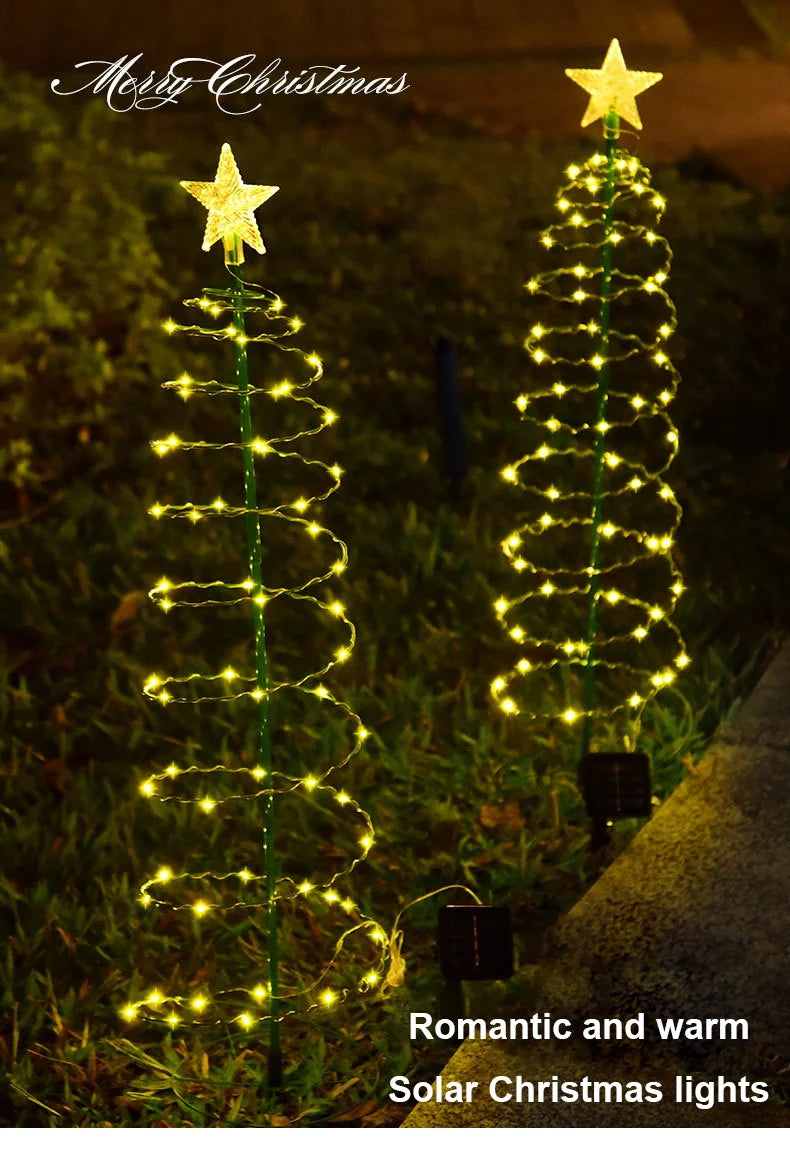 Christmas Solar Light LED Luminous Christmas Tree Ornament Outdoor Waterproof Decorative Lamp String Festival Garden Decorations