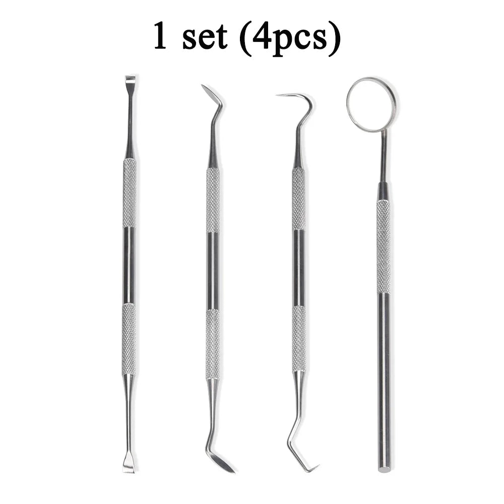 4 pcs Dental Hygiene Tool Kit Instruments Dentist Tartar Scraper Scaler Calculus Plaque Remover Teeth Cleaning Oral Care Tool