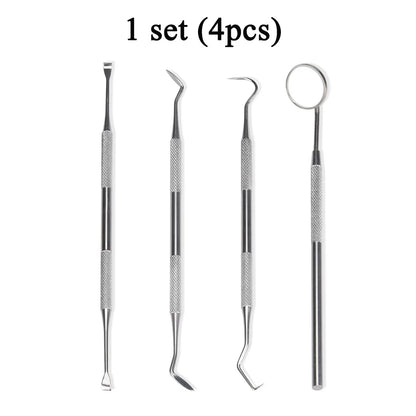 4 pcs Dental Hygiene Tool Kit Instruments Dentist Tartar Scraper Scaler Calculus Plaque Remover Teeth Cleaning Oral Care Tool