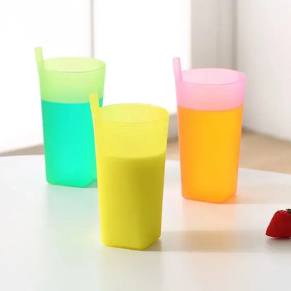 Candy Color Sippy Cups Built in Straw Water Practical Large Capacity Straw Cup for Children Kids Creative Water Drinking Mug New