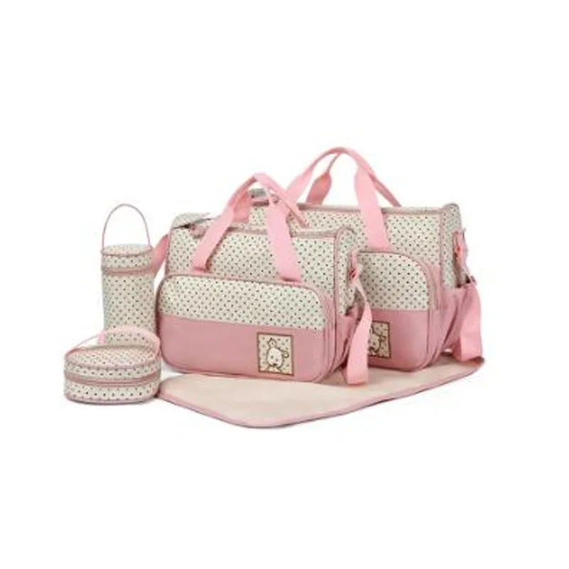 5 Pcs/set Diaper Bag Suits Multifunctional Maternity Mummy Handbag Large Capacity Organizers Baby Changing Diaper Nappy Bag