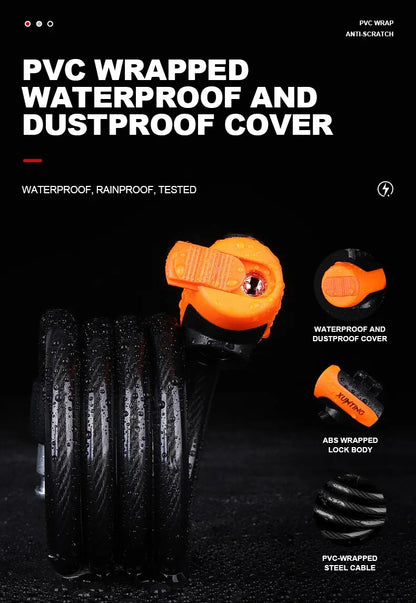Xunting Bike Lock Coiled Secure Keys Bike Cable Lock with Mounting Bracket Weathproof Anti Theft Scooter Bicycle Lock