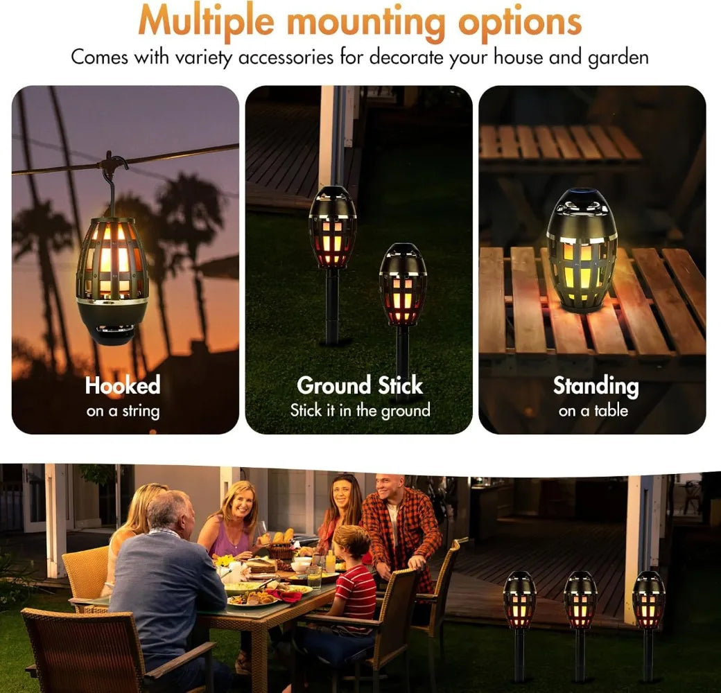 LED Flame Table Lamp Atmosphere Bluetooth Speaker Night Light for Indoor Outdoor Torch Atmosphere Bluetooth Speakers Waterproof