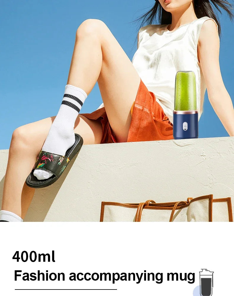 Portable Juicer Cup Smoothie Blender 6 Blade Blender Bottle Household Fruit Juicer Cup USB Rechargeable Juicer Kitchen Tool