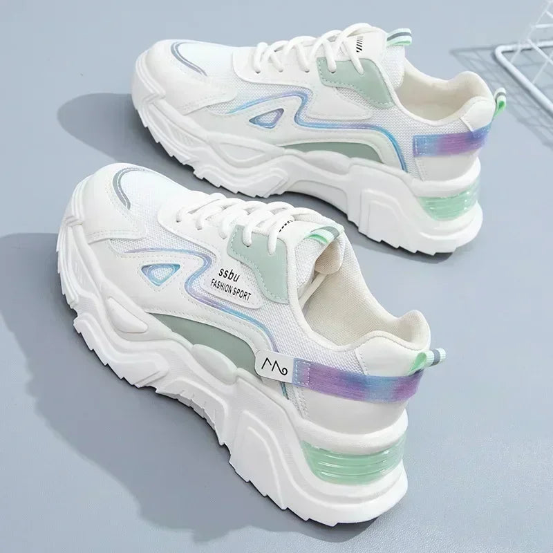 2025 Sneakers Women Platform Flat Shoes Woman Shoes Green Casual Trainers Ladies Chunky Sneakers Women Shoes