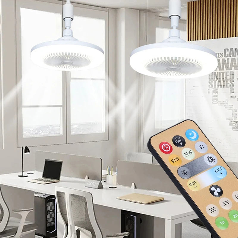 Smart 3-in-1 Ceiling Fan with Remote Control Lighting Lamp E27 Converter Base 85-265V Lighting Base for Bedroom and Living Room