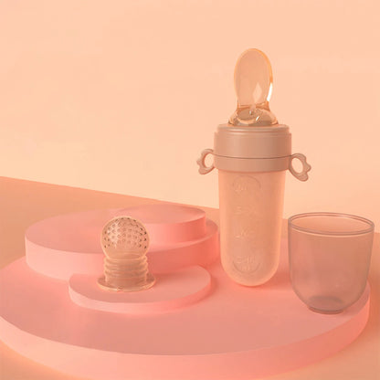 Baby Feeding Bottle + Teether Baby Silicone Rice Paste Cereal Feeding Squeeze Bottle Spoon Feeder for Newborn Child Utensils