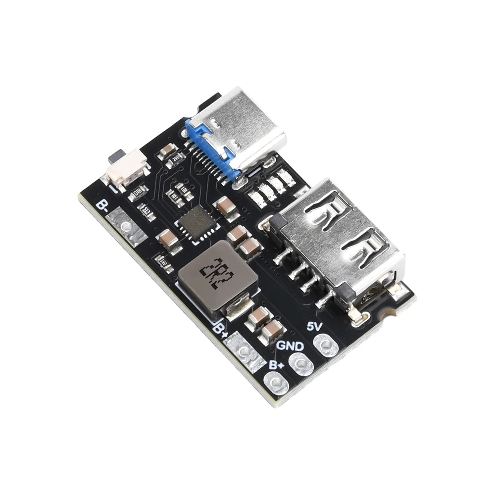 5V TYPE C + USB A 2.4A Charger Discharger Module Single Lithium Battery Charger Board Supports Charging And Discharging