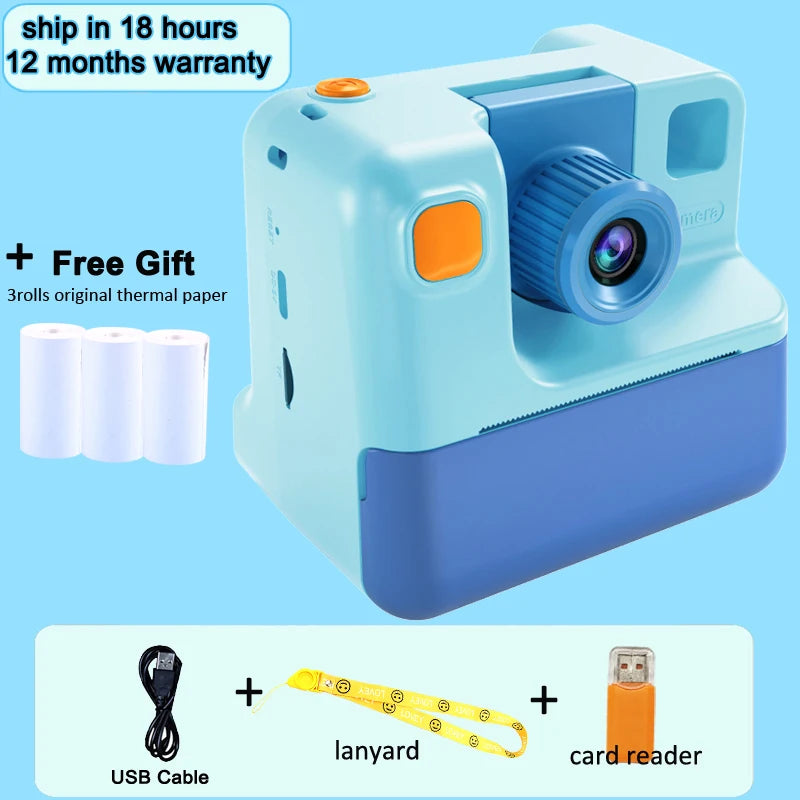 Kids Instant Camera Print Camera For Children Camera 1080P HD Digital Camera Photo Paper Child Toy Camera For Christmas Gift