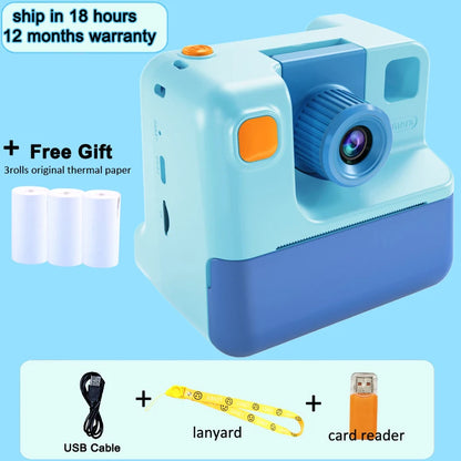 Kids Instant Camera Print Camera For Children Camera 1080P HD Digital Camera Photo Paper Child Toy Camera For Christmas Gift