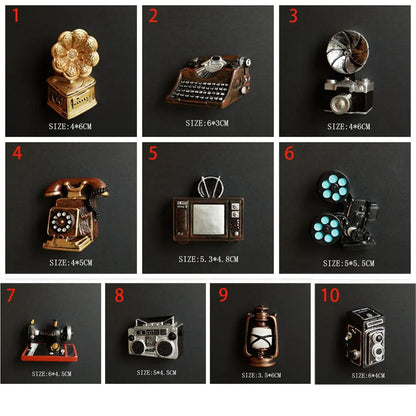 Household Retro Fridge Magnets Mini Personality Creative Refrigerator Magnetic Stickers Creative Home Decoration Accessories