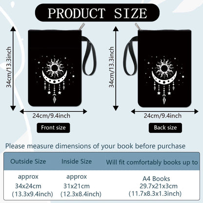 Flower Book Covers Daisy Book Protector Black Vintage Book Sleeve for Paperbacks Washable Fabric Cloth Book Cover with Zipper