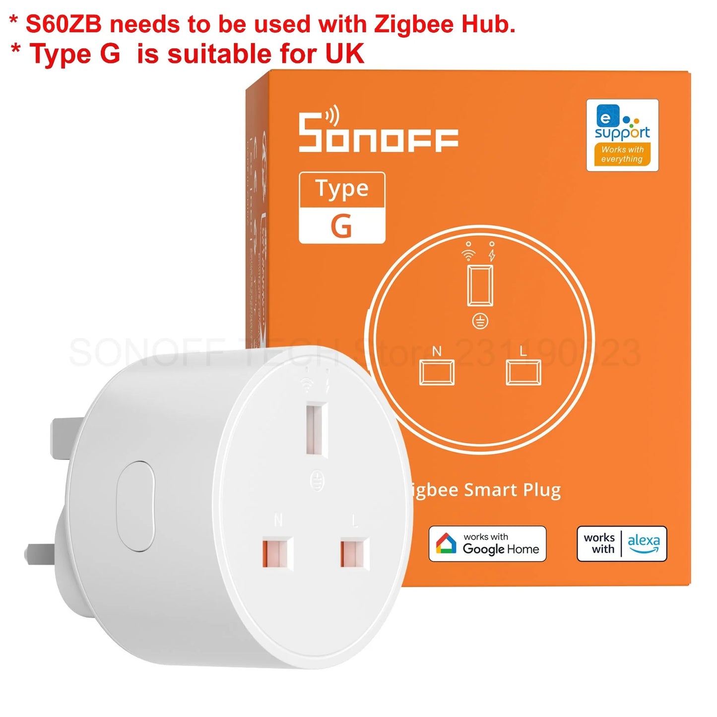 SONOFF S60ZB EU/UK iPlug Zigbee Smart Plug ZIgbee Router Device Overload Protection ENergy Monitoring Timer Control via Alexa