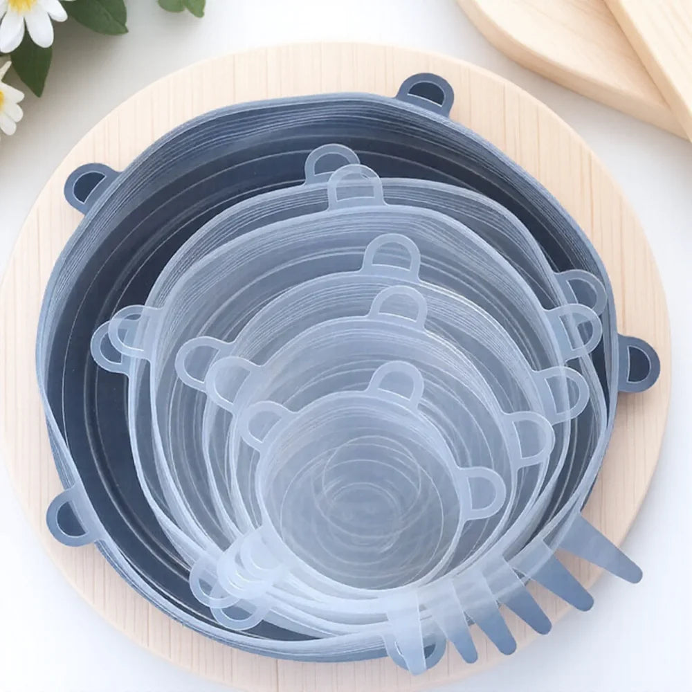 6PCS Silicone Stretch Lids for Food Freshness Reusable Durable Expandable Covers for Kitchen and Food Storage