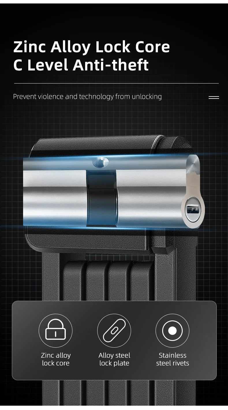 WEST BIKING Foldable Bicycle Lock Security Anti-theft Cycling Lock MTB Road Bicycle Accessories Scooter Electric Bike Chain Lock