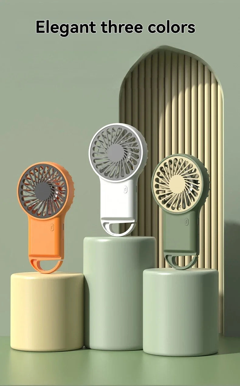 New Foldable Handheld Desktop USB Rechargeable Mini Fan Cartoon Design with Hook for Mountaineering Outdoor Home Office use