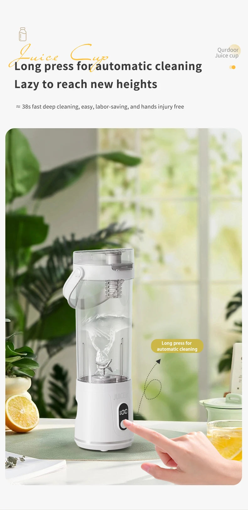 Portable Juice Blender 600ml 12 Blades Fast Blending USB Rechargeable For Outdoor Milkshake Smoothie Electric Juicing Cup