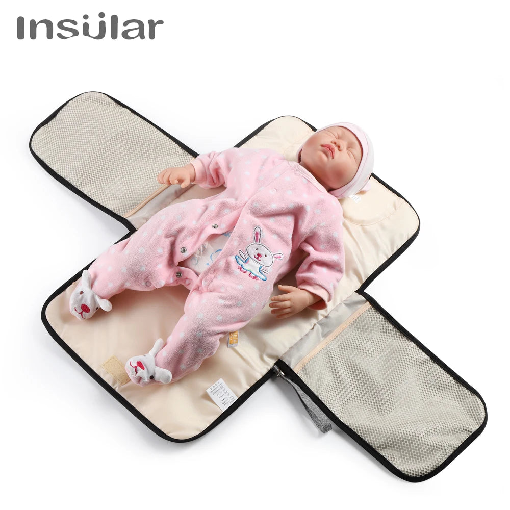 Portable Baby Changing Mat Infant Multifunction Diaper Changing Pad Newborn 2 IN 1 Waterproof Changing Pad Cover Storage Bag