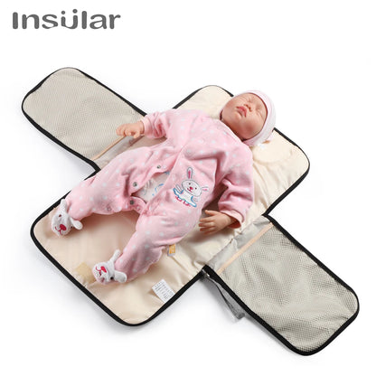 Portable Baby Changing Mat Infant Multifunction Diaper Changing Pad Newborn 2 IN 1 Waterproof Changing Pad Cover Storage Bag