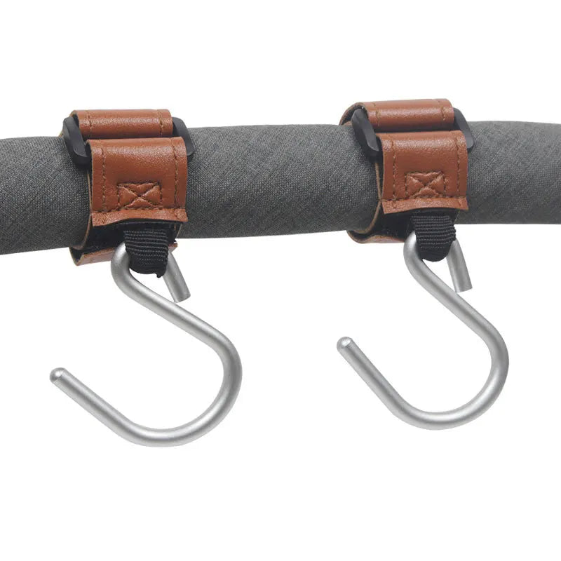 Baby Stroller Hooks 2Pcs Leather Hook  for Hanging Diaper Bags Kindergarten Universal Accessory