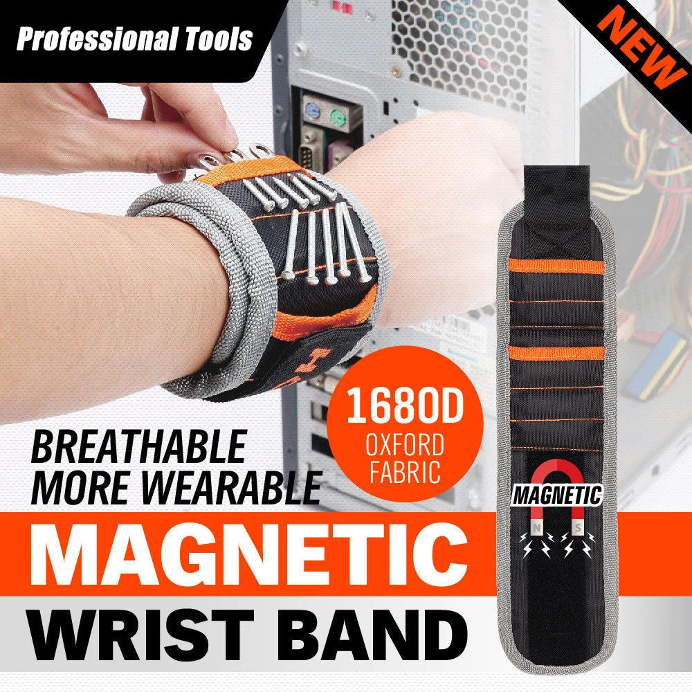 Magnetic Wristband with Strong Magnets Holds Screws Nails Drill Bit Organizer Storage Belt Tool Storage Wrist