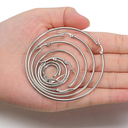 10pcs Open Earrings Circle Stainless Steel Earring Hooks 20-40mm Loop Base Ear Ring