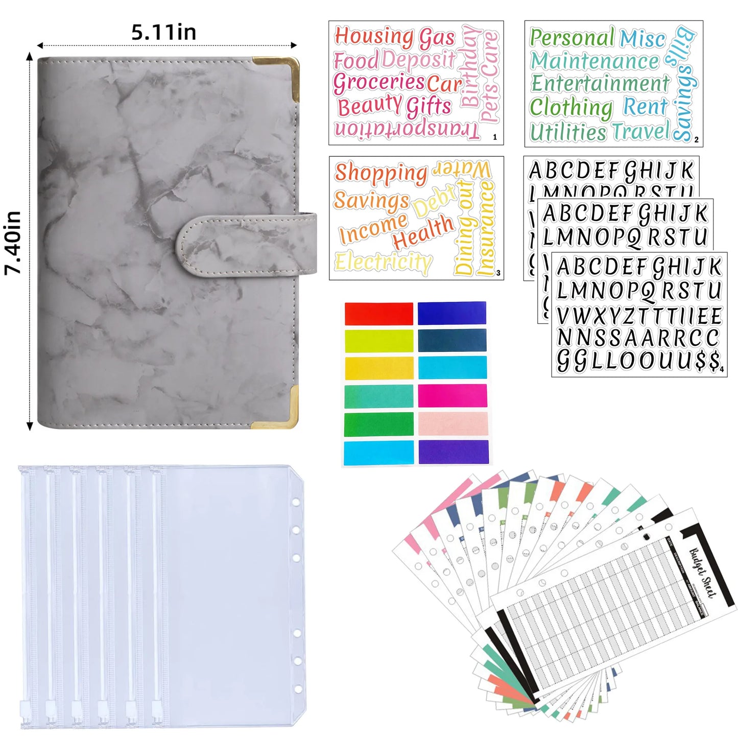 A6 Binder Cash Envelopes for Budgeting Money Organizer for Cash Money Envelopes for cash Leather A6 Binder with zipper