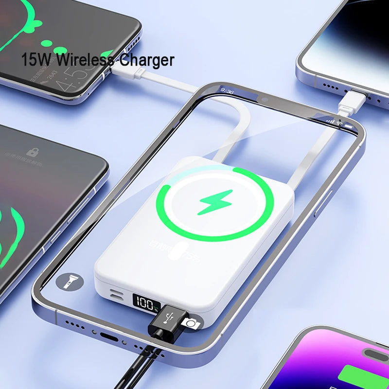 Magnetic Power Bank 20000mAh Magsafe 15W Wireless Charger Portable Auxiliary Battery 22.5W fast charging powerbank for all phone
