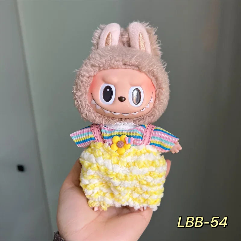 POP Labubu baby clothes 17cm plush vinyl labubu sit-down party first-generation and second-generation suit, clothes only